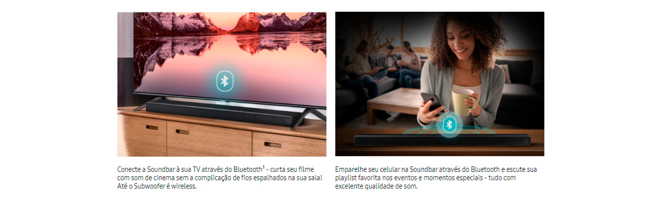 Soundbar Samsung HW-Q60T com 5.1 Canais, Bluetooth, Subwoofer Sem Fio e Acoustic Beam - 360W